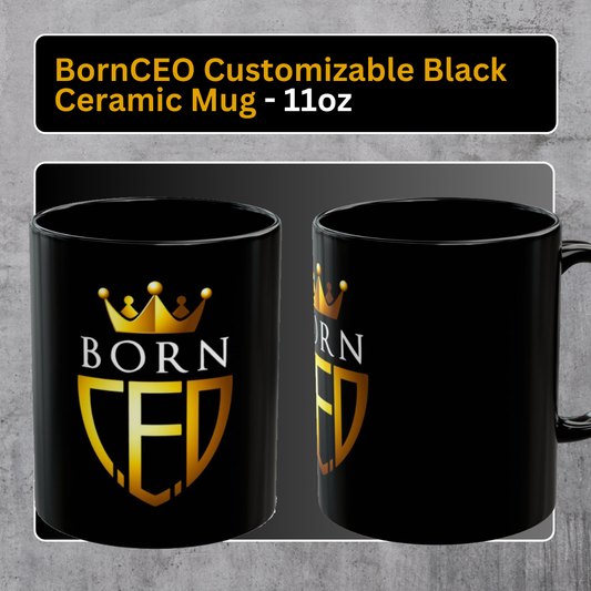 BornCEO Customizable Black Ceramic Mug - 11oz