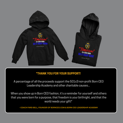 Tomorrow is a Cuss Word… Do It Right Now! | Motivational Foil Print Hoodie –  by Coach Fard Bell